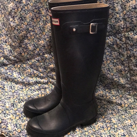Navy Blue tall Hunter Boots - Picture 2 of 5